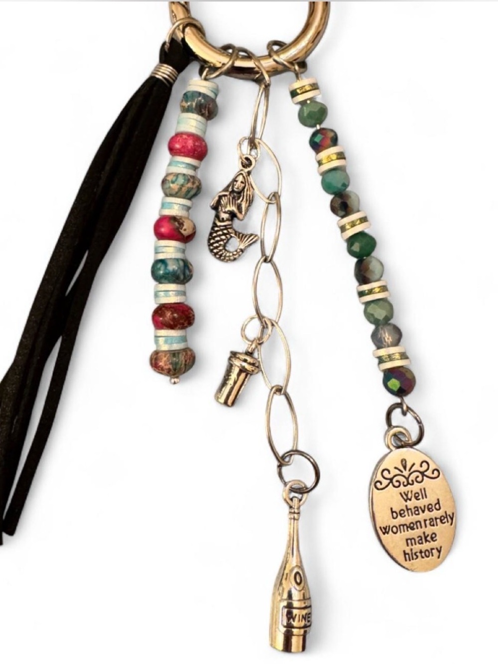 Empowering Bag Charm/Key Ring: Wine, Coffee & Well-Behaved Women… 😉